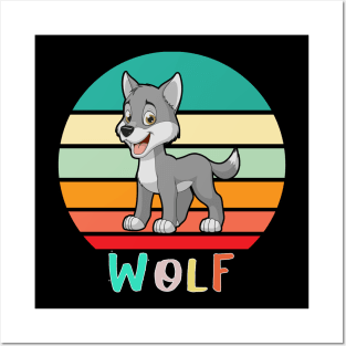 Vintage Retro Wolf Posters and Art